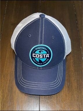 Costa Blue and White Mesh Trucker Hat